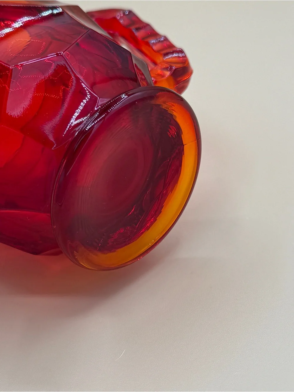 Vintage Viking Glass Georgian Ruby Red Amberina Covered Sugar & Creamer GLOWS